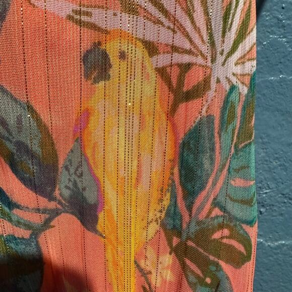 Boho Tropical Flowy Dress Beachy Lauren Conrad NWT Size 2X Birds Parrots Cruise - Picture 10 of 10